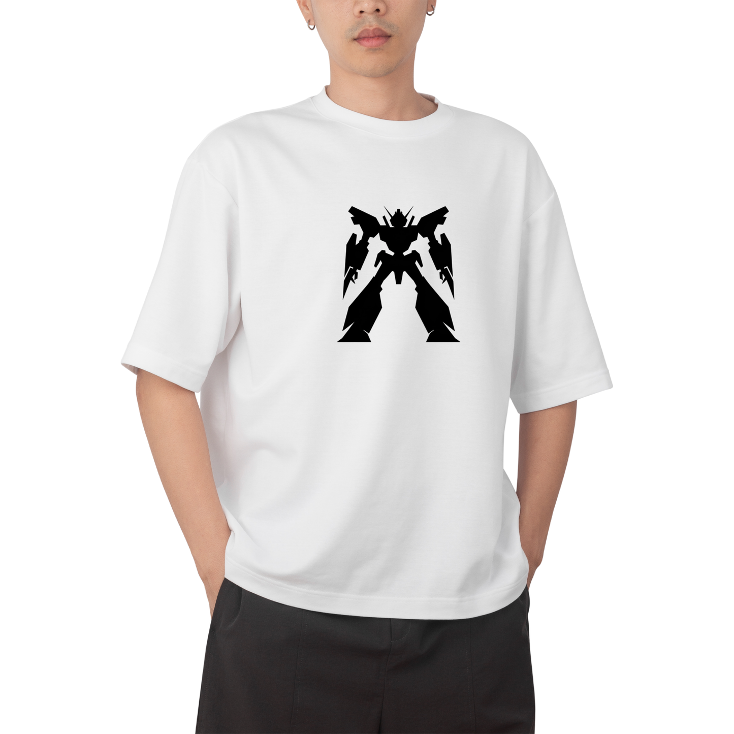 optimus prime - Round Neck Drop Shoulder Graphic Printed Oversized Cotton T-shirt