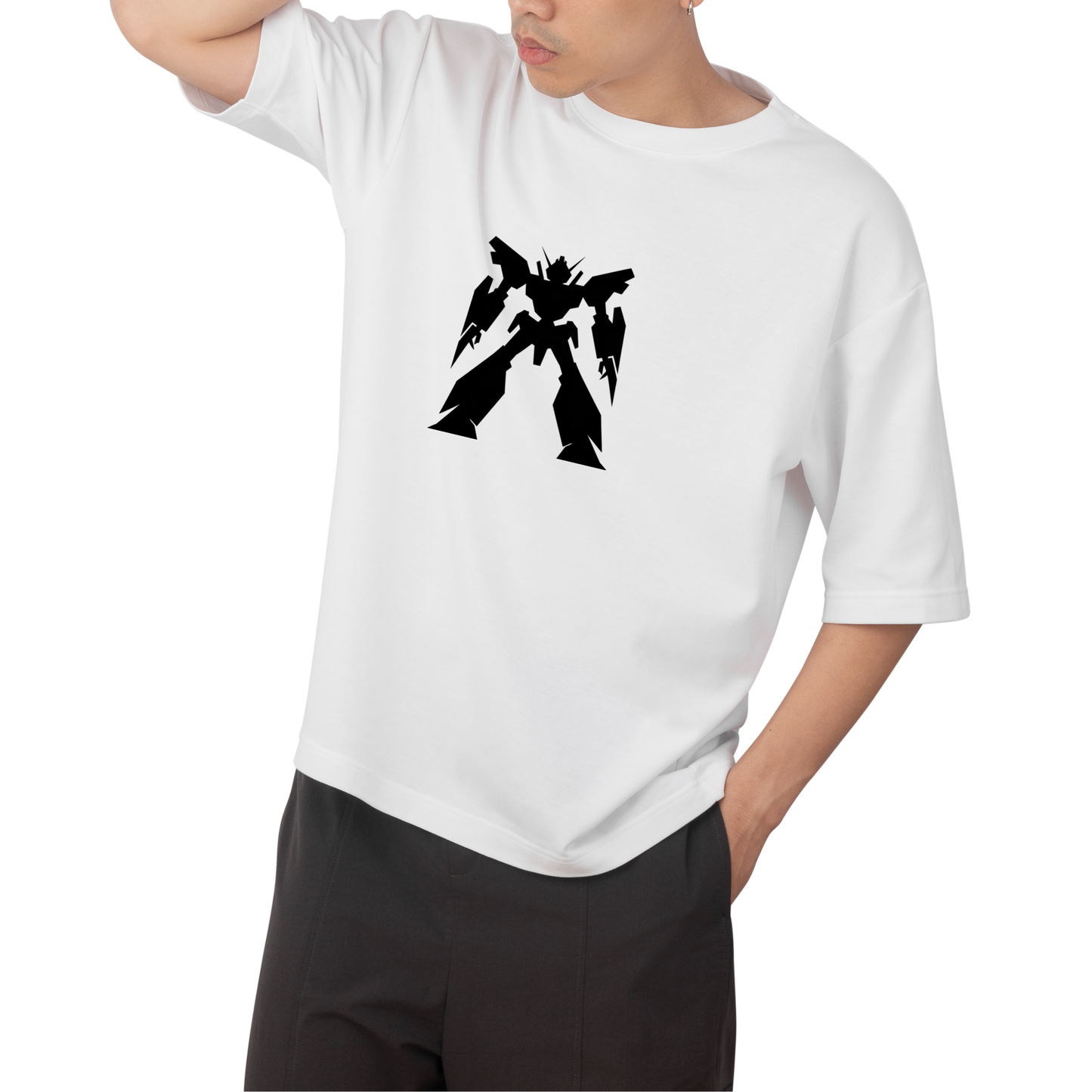 optimus prime - Round Neck Drop Shoulder Graphic Printed Oversized Cotton T-shirt