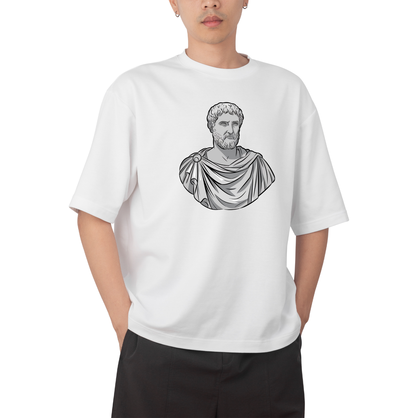 marcus - Round Neck Drop Shoulder Graphic Printed Oversized Cotton T-shirt