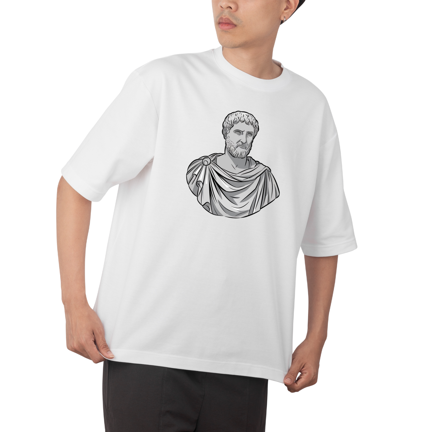 marcus - Round Neck Drop Shoulder Graphic Printed Oversized Cotton T-shirt