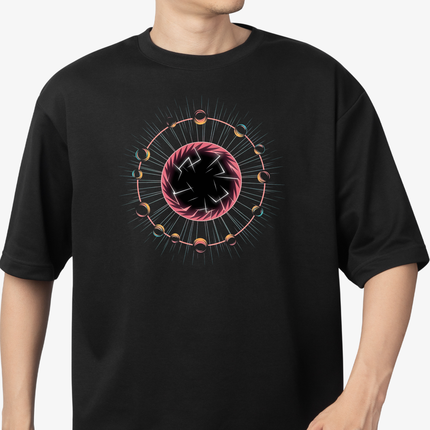 portel T-Shirt - Round Neck Drop Shoulder Graphic Printed Oversized Cotton T-shirt