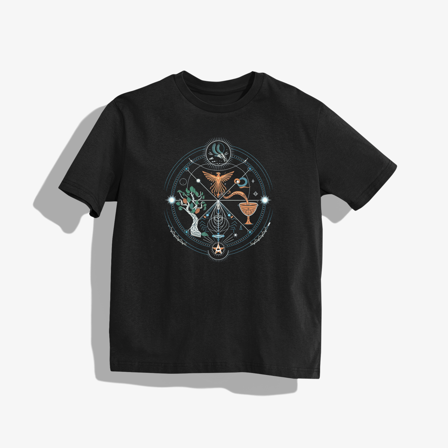 SACRED T-Shirt - Round Neck Drop Shoulder Graphic Printed Oversized Cotton T-shirt