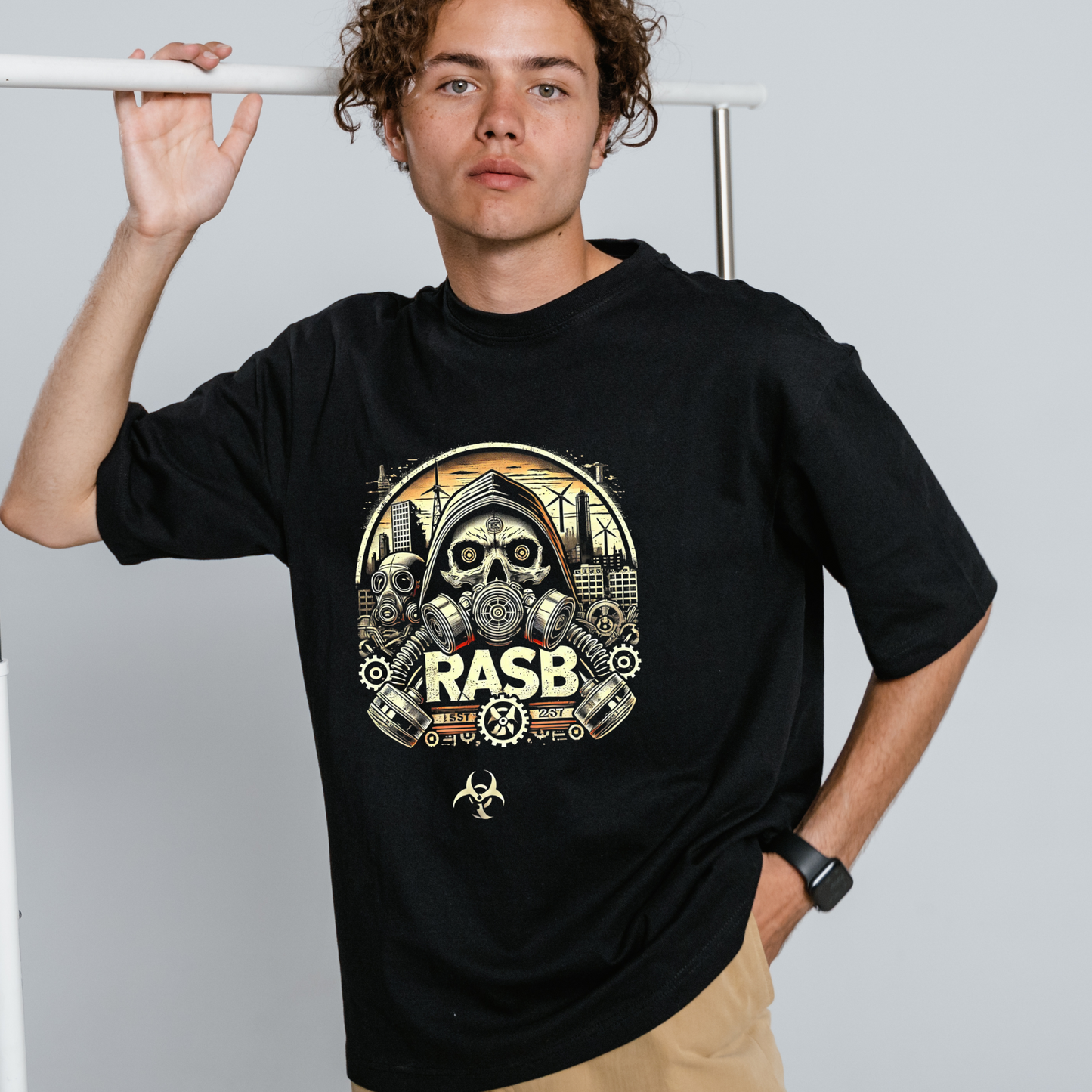"RASB METALIC 03" Inspired T-Shirt - Round Neck Drop Shoulder Graphic Printed Oversized Cotton T-shirt