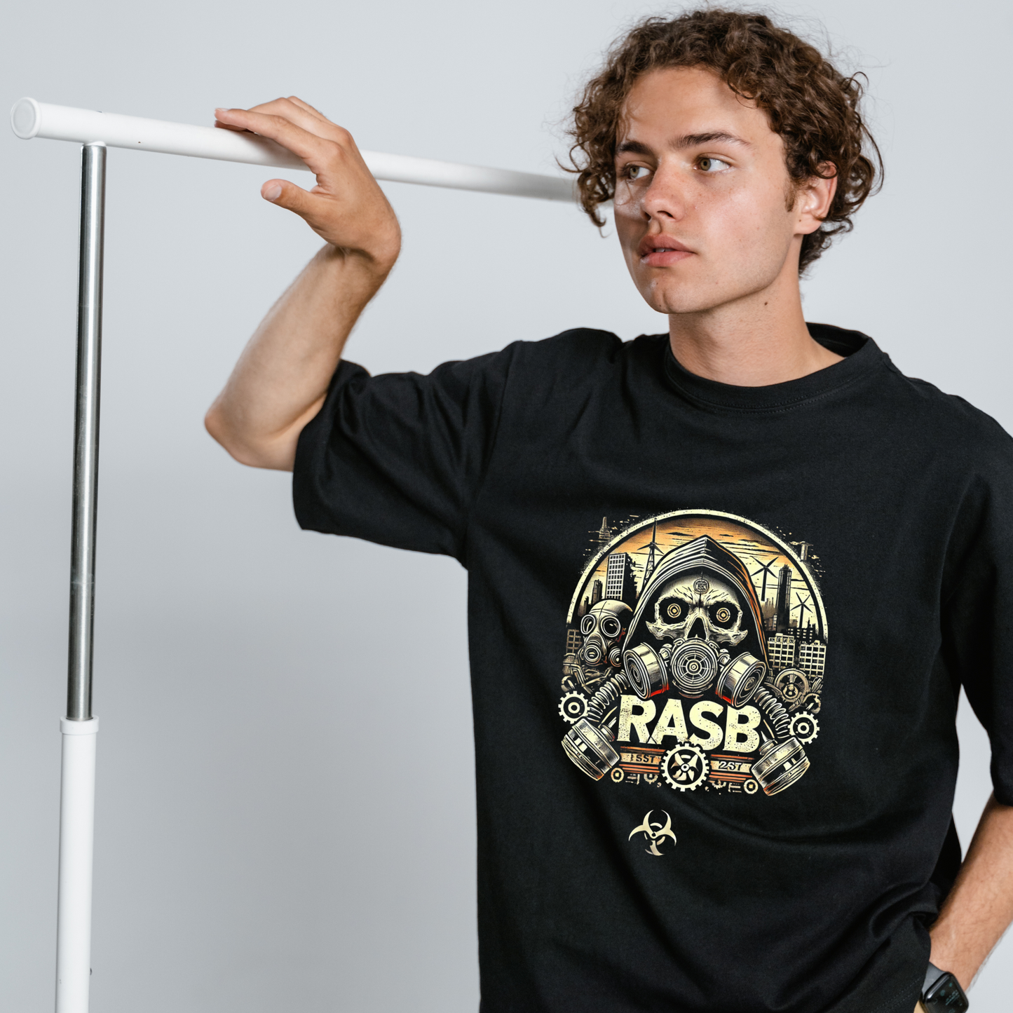 "RASB METALIC 03" Inspired T-Shirt - Round Neck Drop Shoulder Graphic Printed Oversized Cotton T-shirt