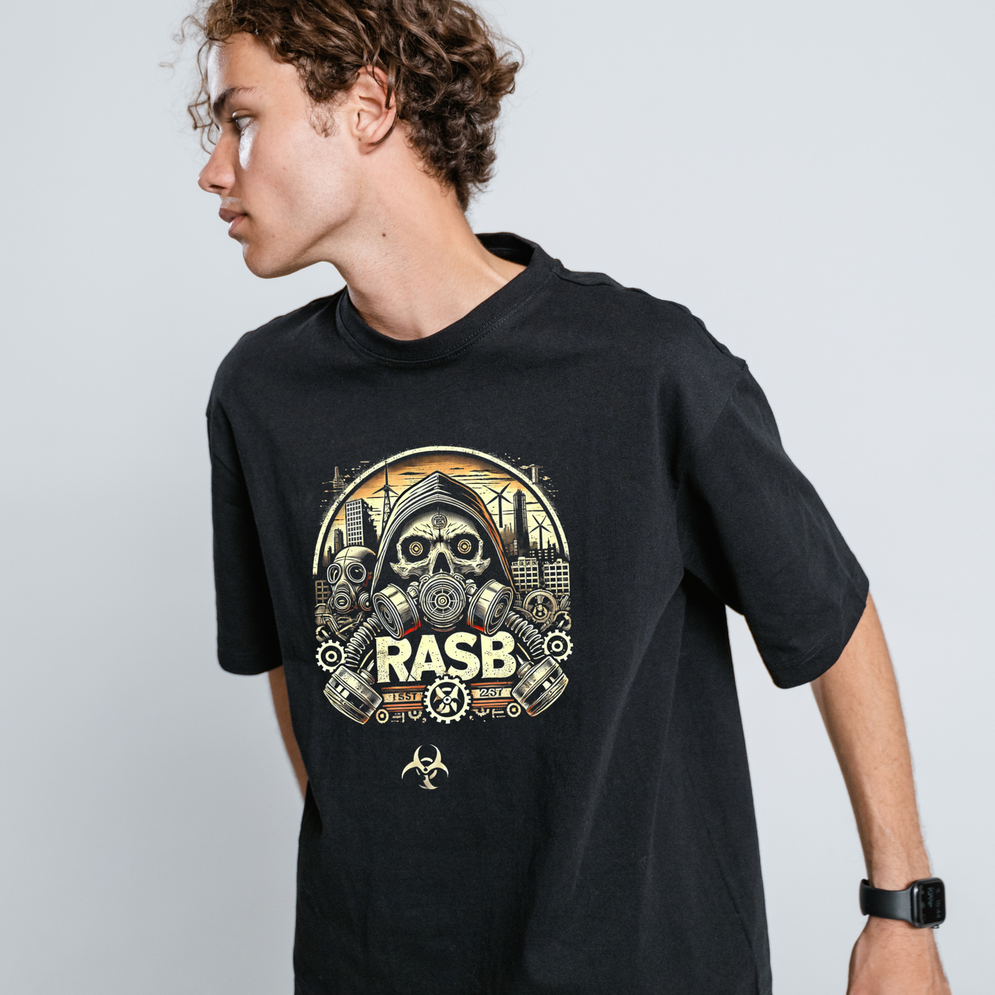 "RASB METALIC 03" Inspired T-Shirt - Round Neck Drop Shoulder Graphic Printed Oversized Cotton T-shirt