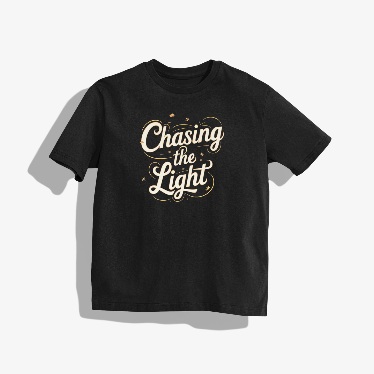 Chace the light T-Shirt - Round Neck Drop Shoulder Graphic Printed Oversized Cotton T-shirt