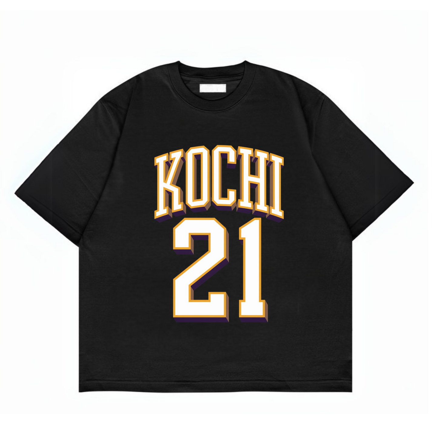 Kochi 21 T-Shirt - Round Neck Drop Shoulder Graphic Printed Oversized Cotton T-shirt