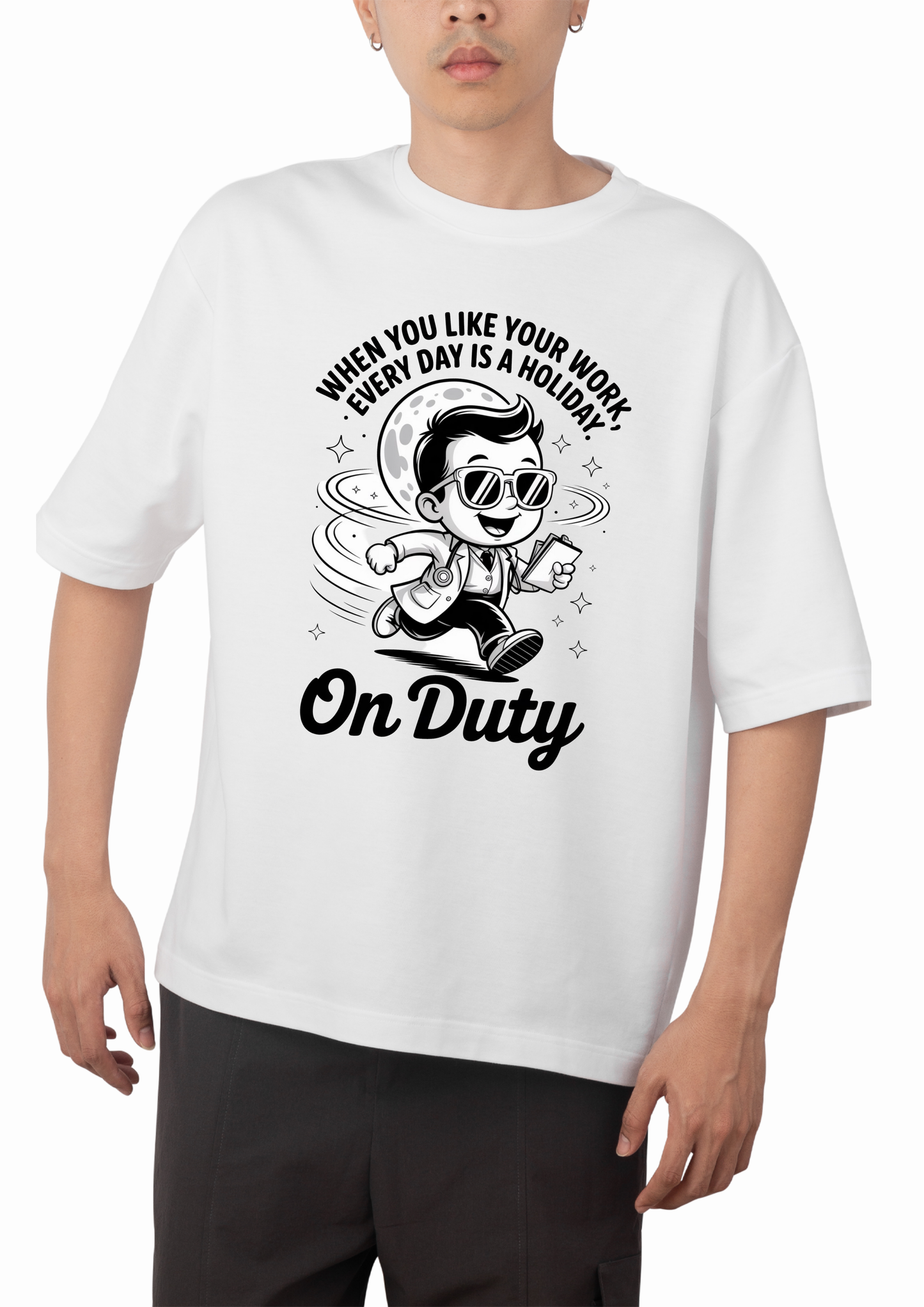 scrub stories – Round Neck Drop Shoulder Graphic Printed Oversized Cotton T-shirt