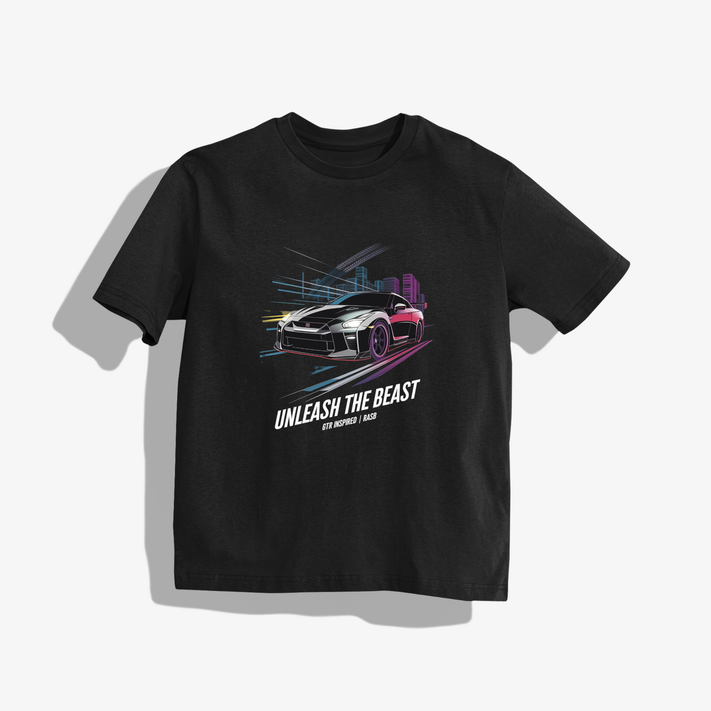 GTR 5 T-Shirt - Round Neck Drop Shoulder Graphic Printed Oversized Cotton T-shirt
