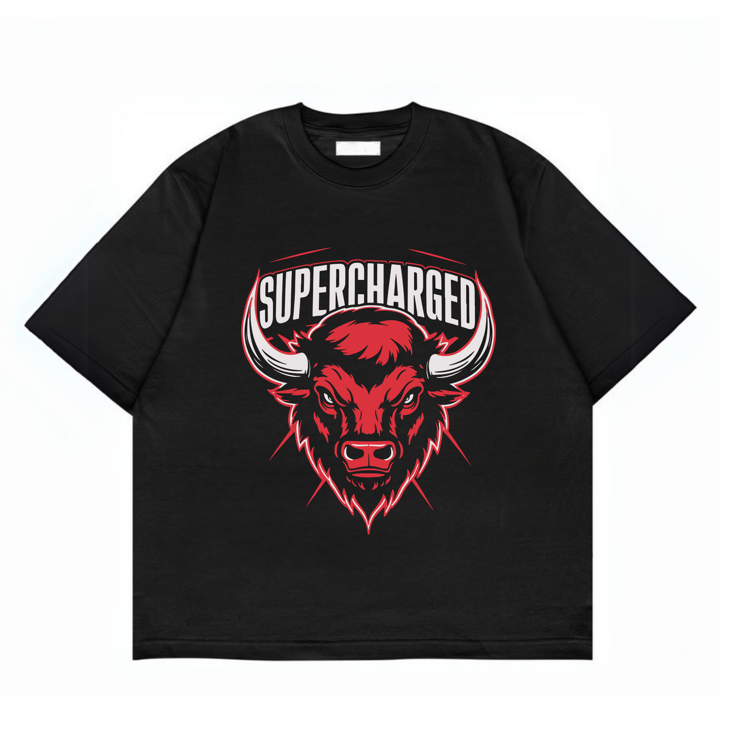 Super charge- Round Neck Drop Shoulder Graphic Printed Oversized Cotton T-shirt