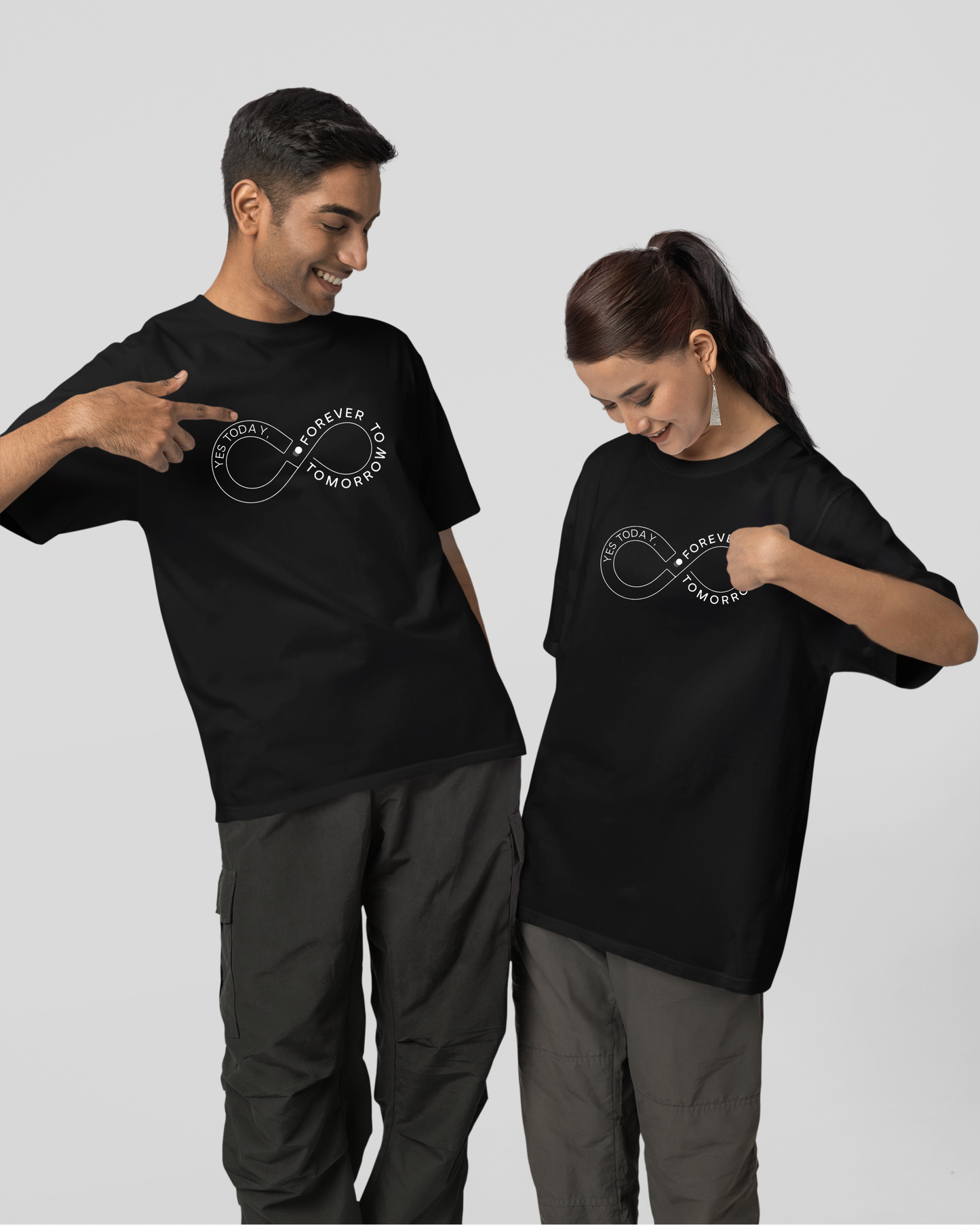 Yes today, forever tomorrow" T-Shirt - Round Neck Drop Shoulder Graphic Printed Oversized Cotton T-shirt