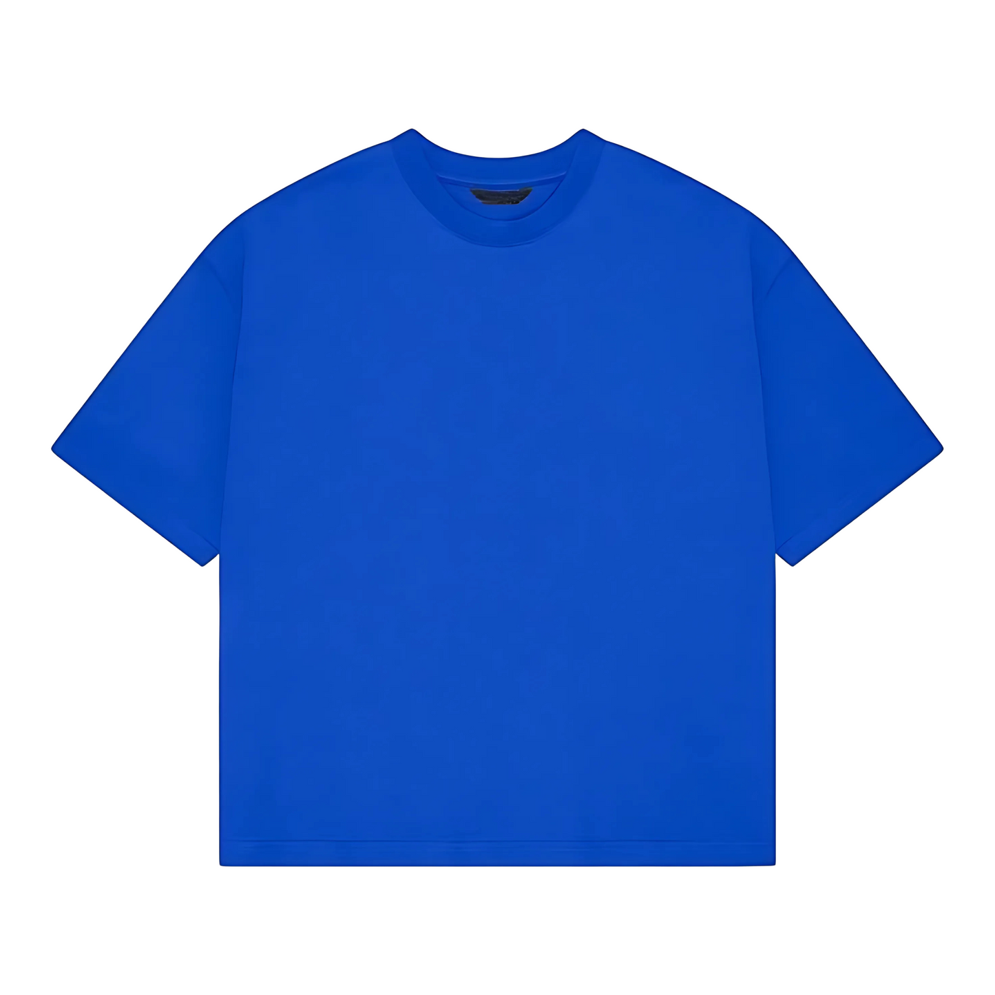 Blue plain T-Shirt - Round Neck Drop Shoulder Graphic Printed Oversized Cotton T-shirt