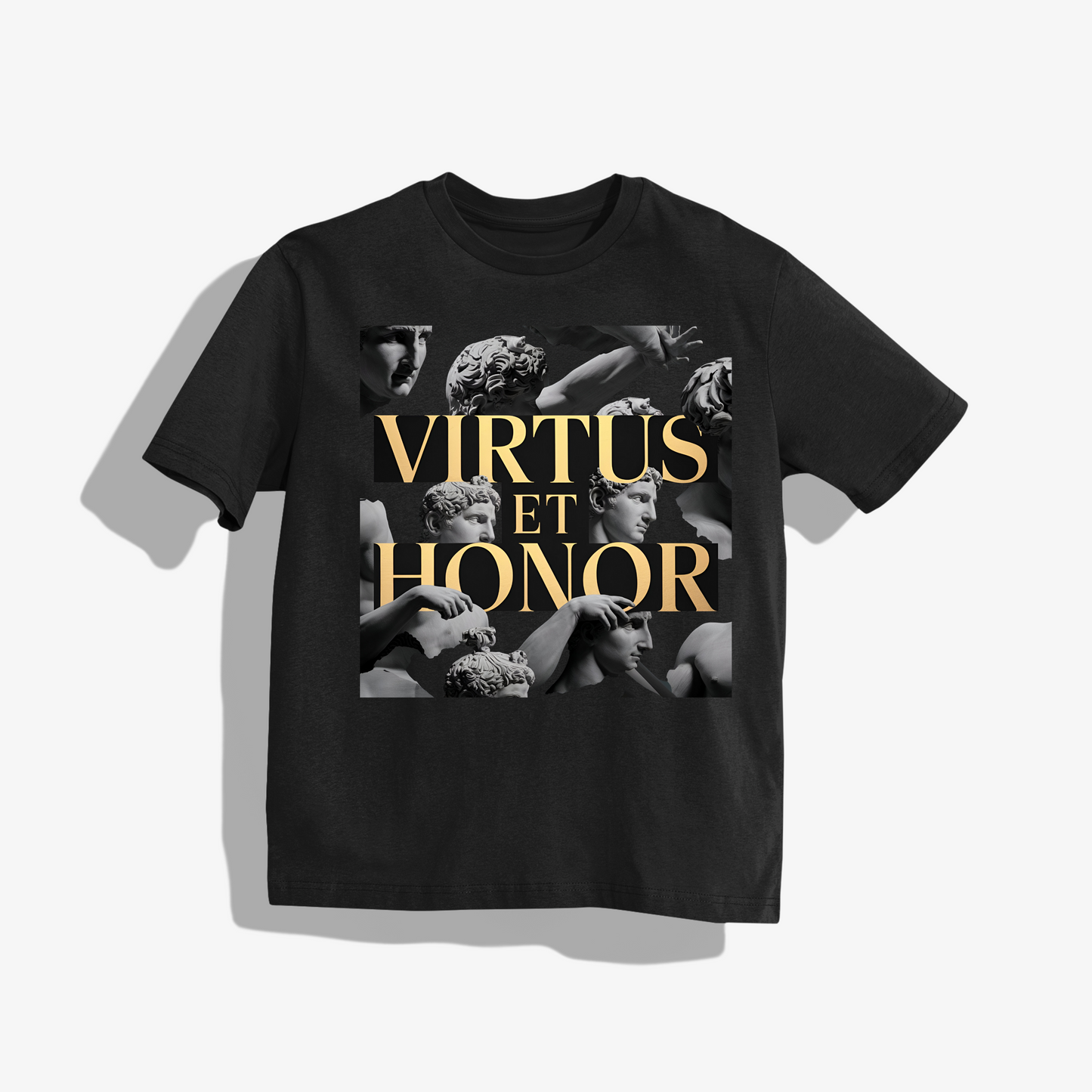 rasb virtus et honor- T-Shirt - Round Neck Drop Shoulder Graphic Printed Oversized Cotton T-shirt