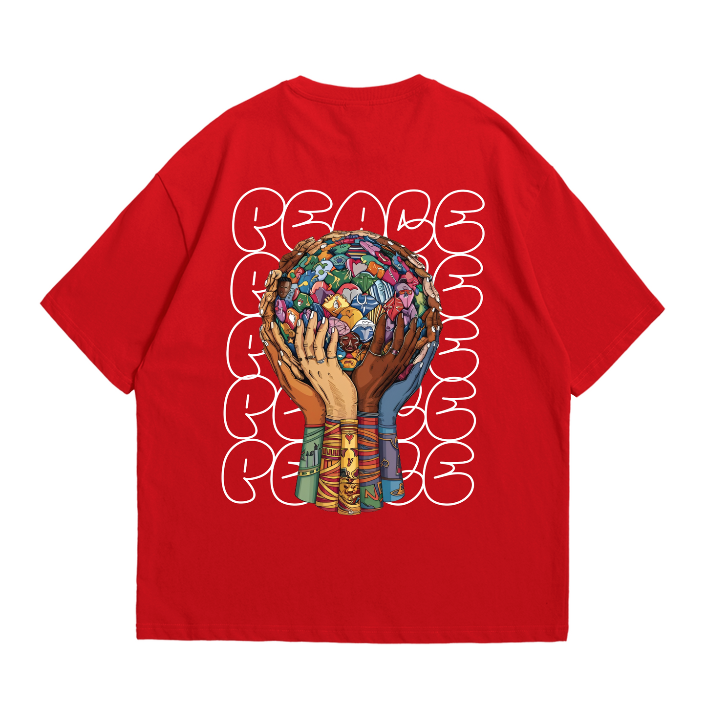 RASB's "World Peace" Tee - Round Neck Drop Shoulder Graphic Printed Oversized Cotton T-shirt