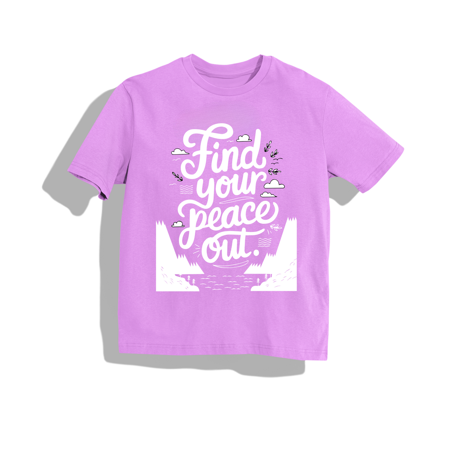 Find your peace out- Round Neck Drop Shoulder Graphic Printed Oversized Cotton T-shirt