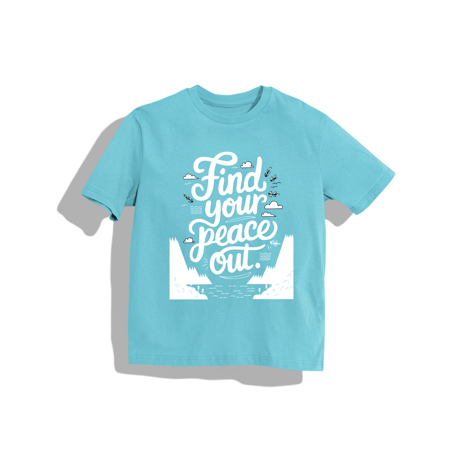 Find your peace out- Round Neck Drop Shoulder Graphic Printed Oversized Cotton T-shirt