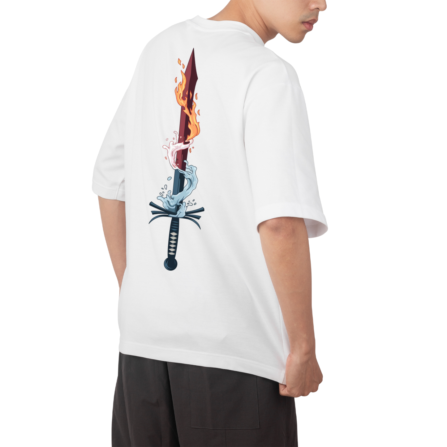 Demon slayer T-shirt- Round Neck Drop Shoulder Graphic Printed Oversized Cotton T-shirt