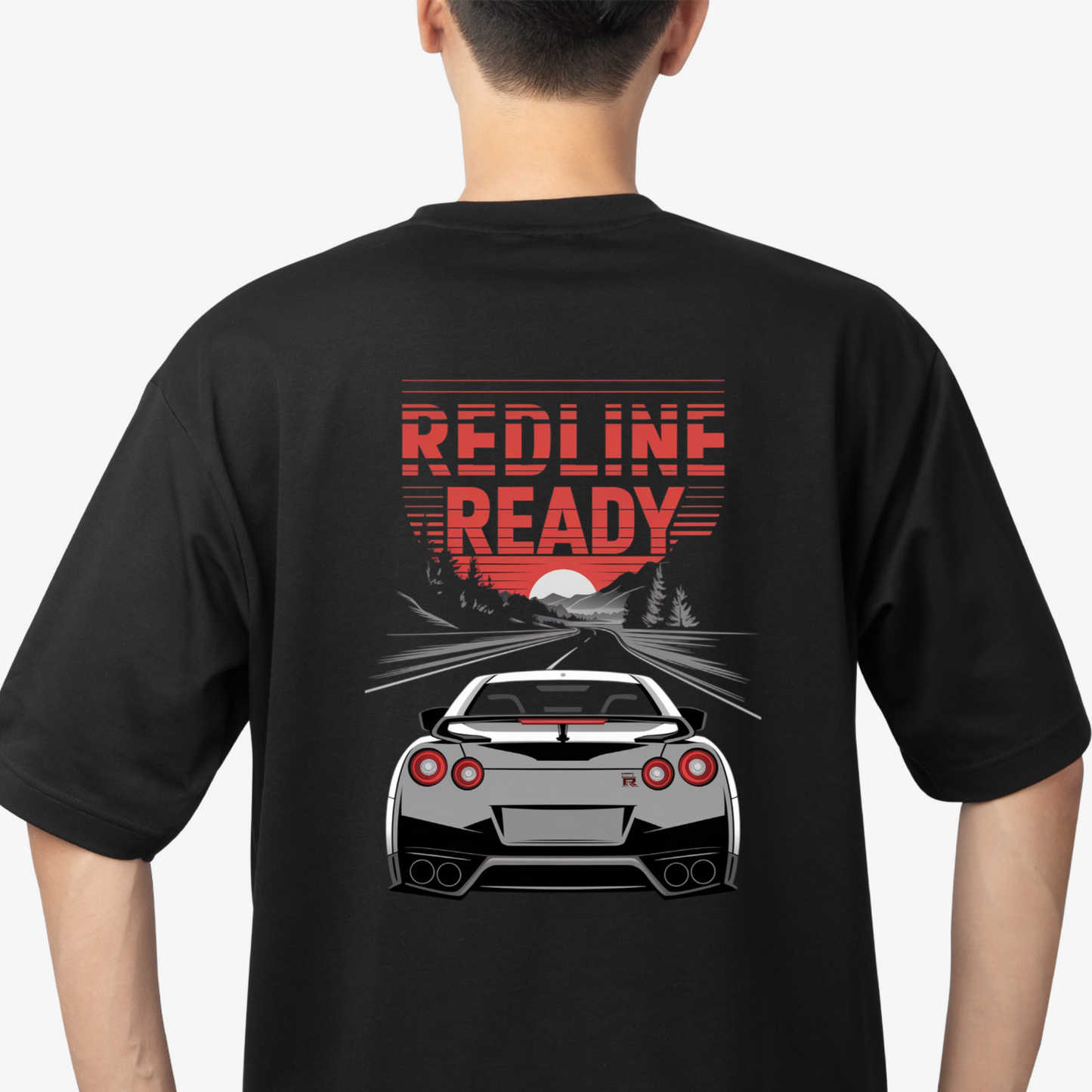 REDLINE READY - AUTO Round Neck Drop Shoulder Graphic Printed Oversized Cotton T-shirt