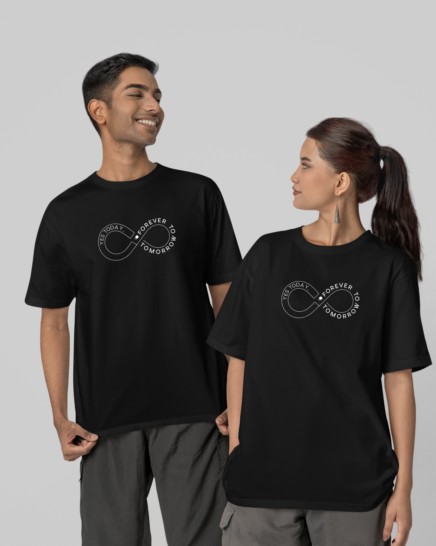 Yes today, forever tomorrow" T-Shirt - Round Neck Drop Shoulder Graphic Printed Oversized Cotton T-shirt
