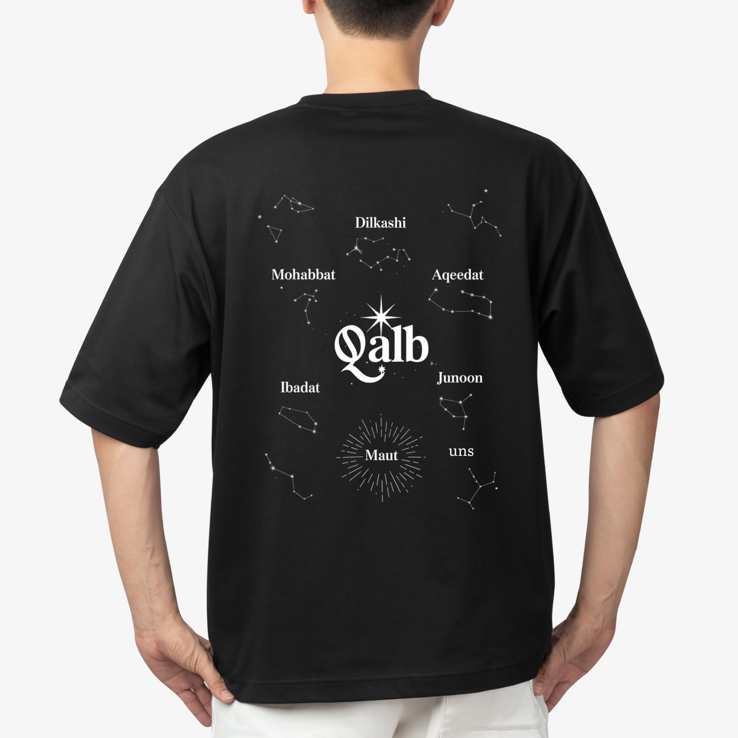 qalb movie malayalam inspired - Round Neck Drop Shoulder Graphic Printed Oversized Cotton T-shirt