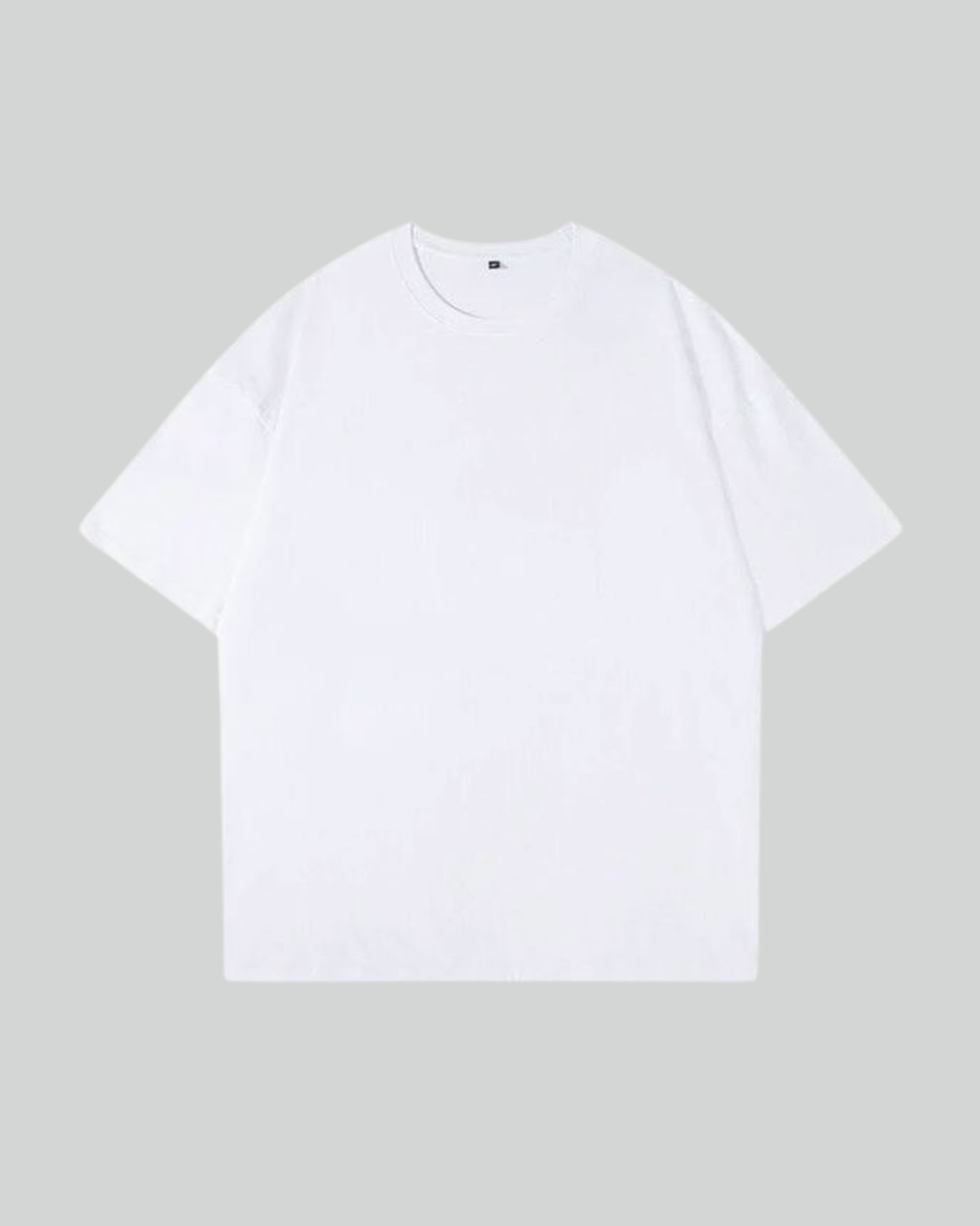 White plain T-Shirt - Round Neck Drop Shoulder Graphic Printed Oversized Cotton T-shirt