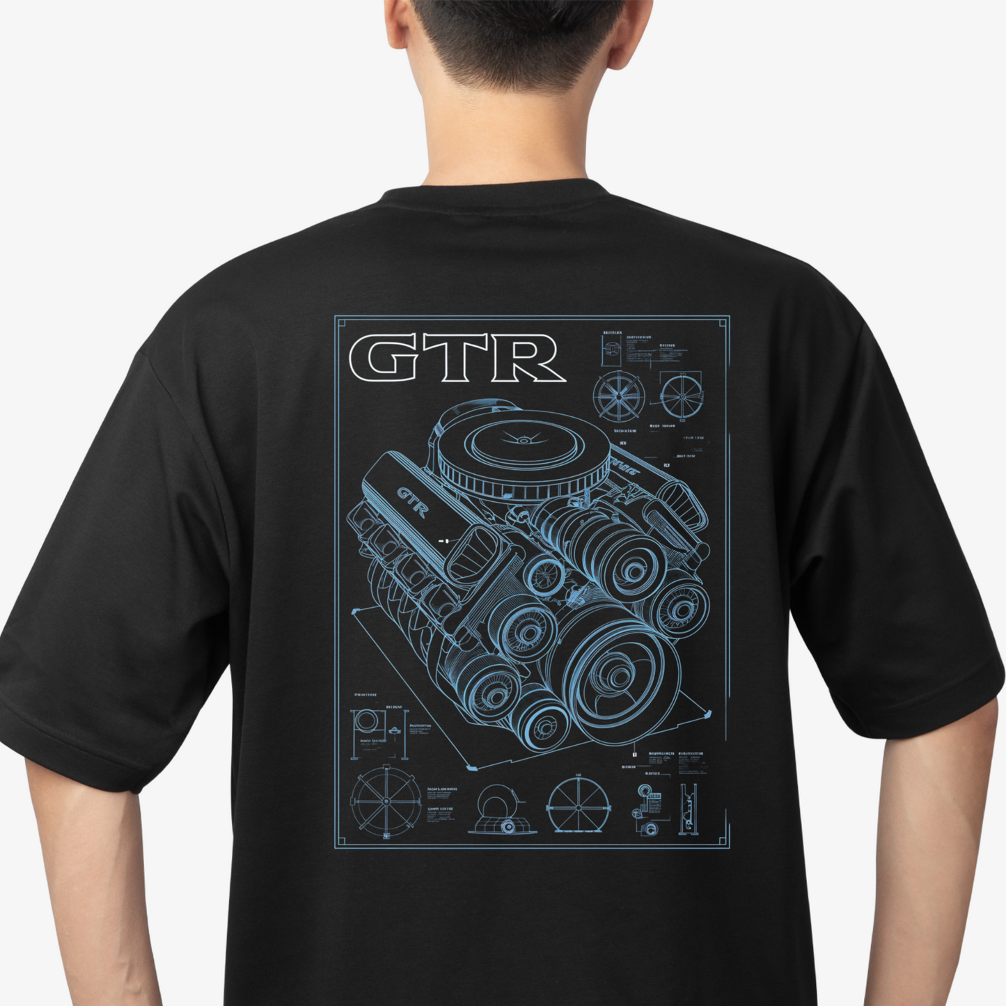 GTR 6 T-Shirt - Round Neck Drop Shoulder Graphic Printed Oversized Cotton T-shirt