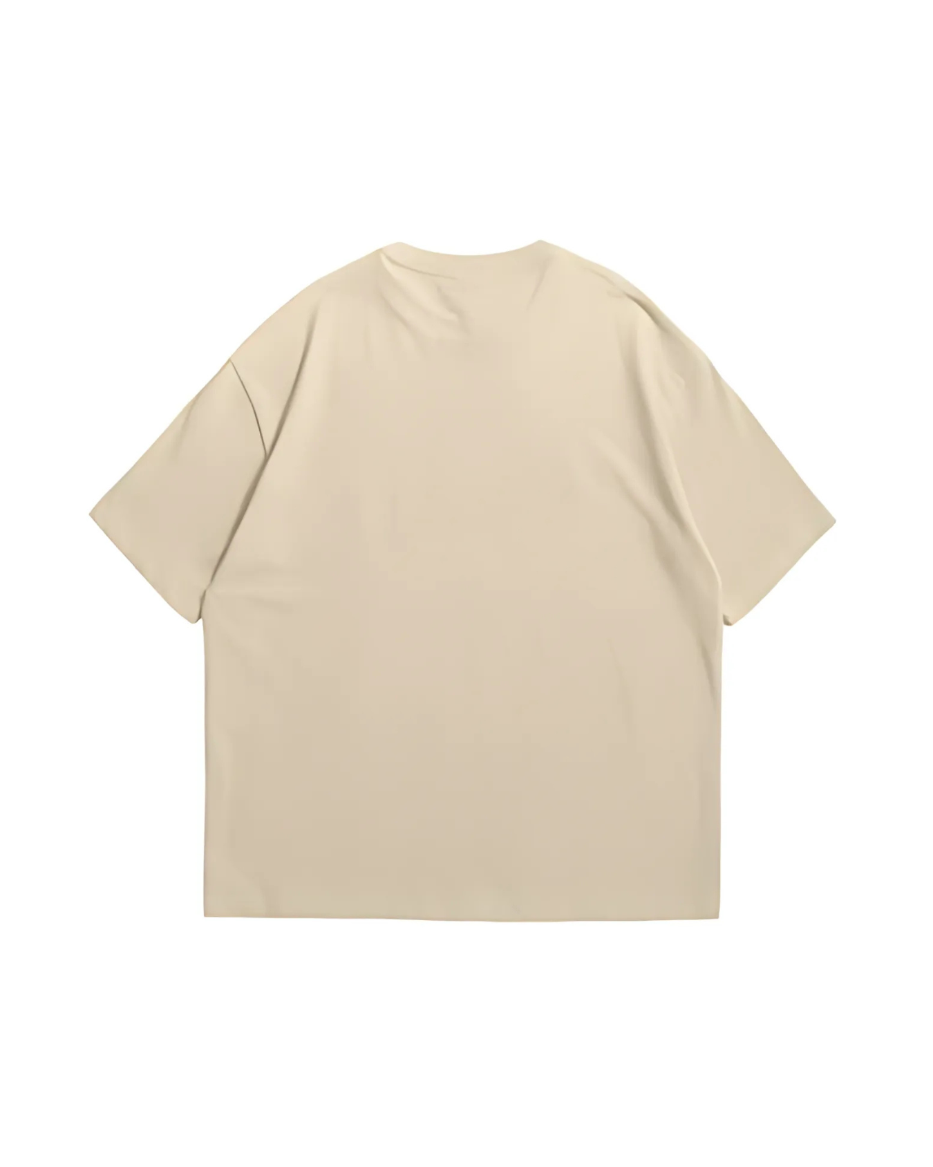 cream plain T-Shirt - Round Neck Drop Shoulder Graphic Printed Oversized Cotton T-shirt