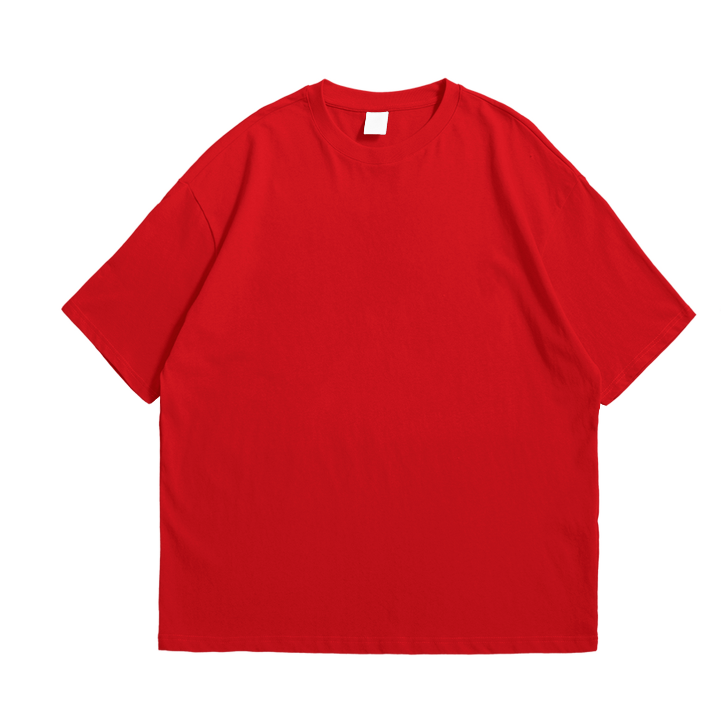 Red plain T-Shirt - Round Neck Drop Shoulder Graphic Printed Oversized Cotton T-shirt