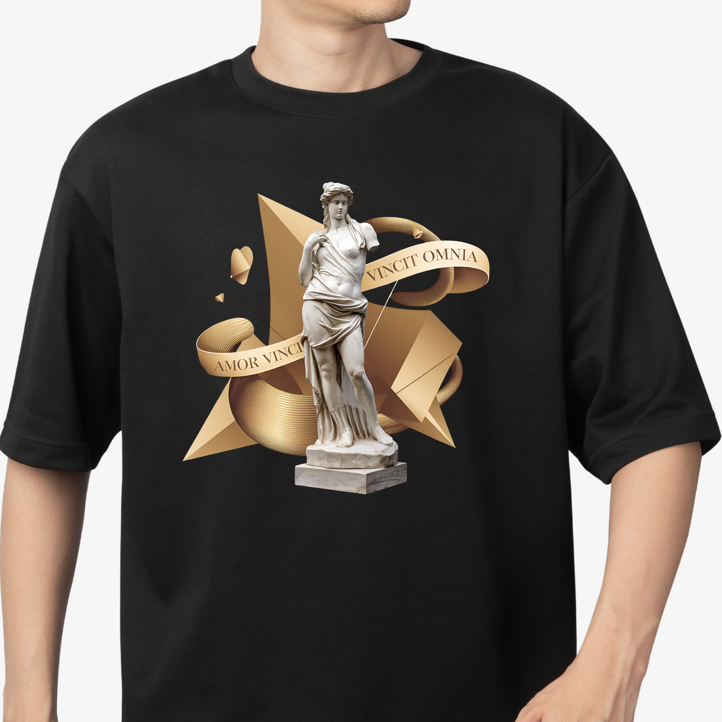 rasb amor vinci- T-Shirt - Round Neck Drop Shoulder Graphic Printed Oversized Cotton T-shirt (Copy)