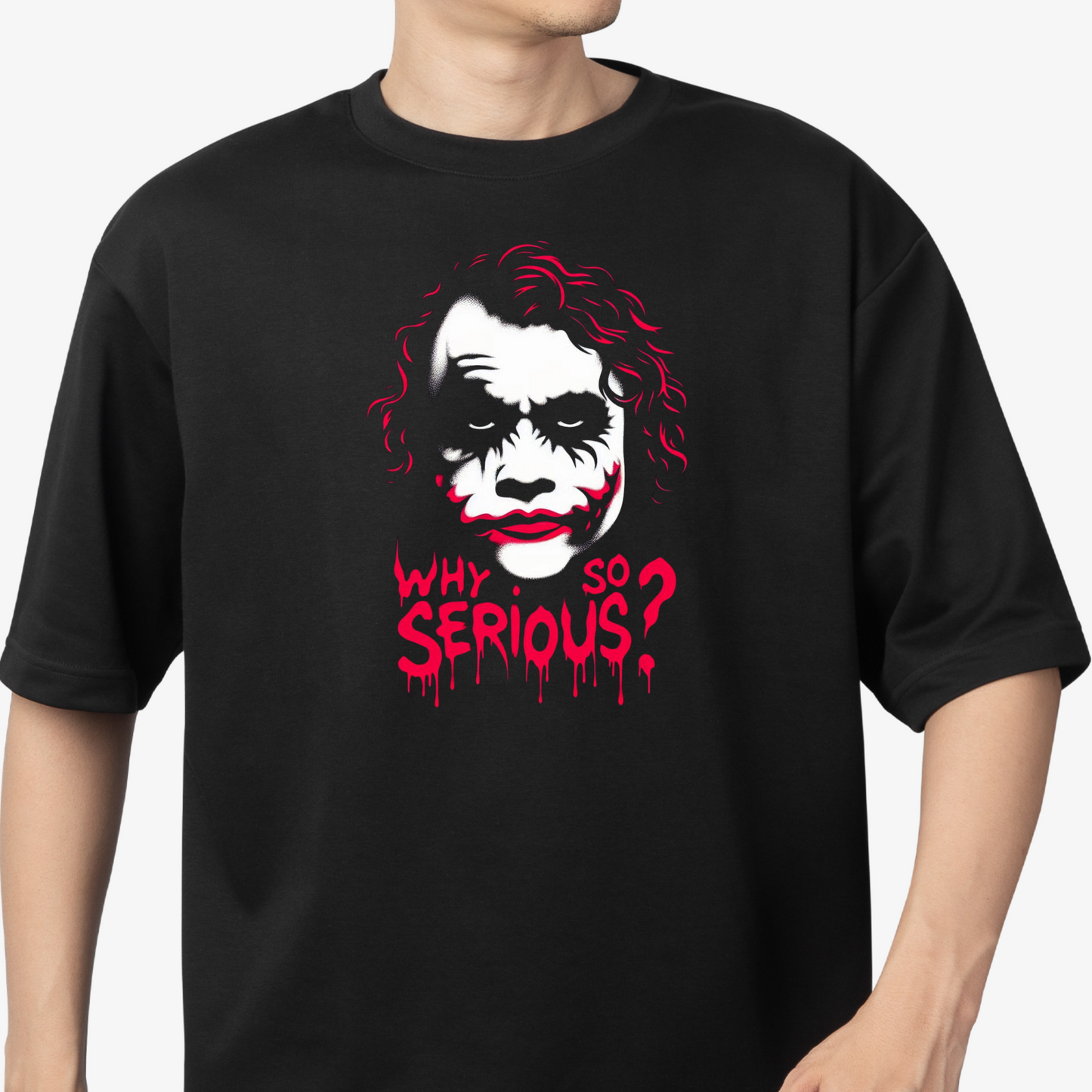 "joker" Inspired T-Shirt - Round Neck Drop Shoulder Graphic Printed Oversized Cotton T-shirt
