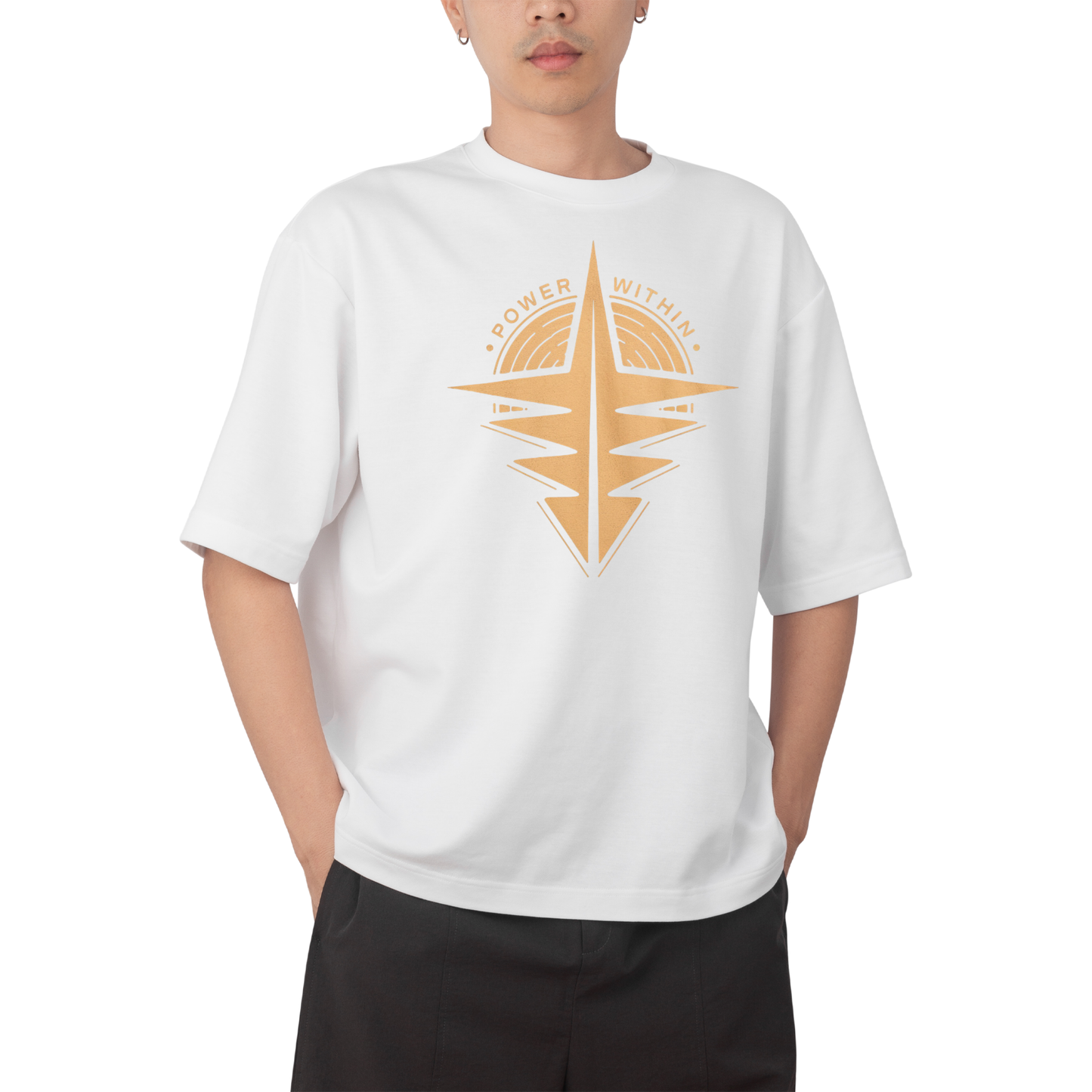 power with in T-Shirt - Round Neck Drop Shoulder Graphic Printed Oversized Cotton T-shirt