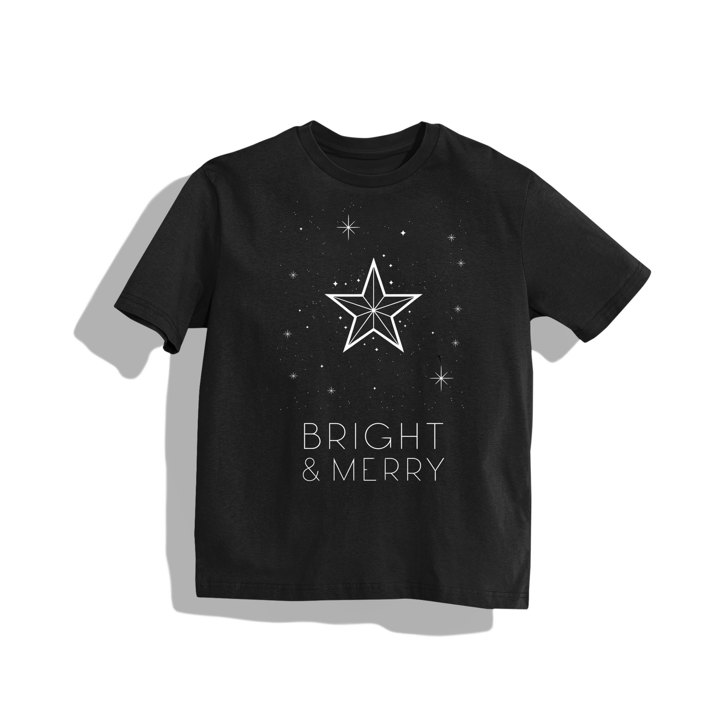 Bright & Merry T-Shirt - Round Neck Drop Shoulder Graphic Printed Oversized tCotton T-shirt