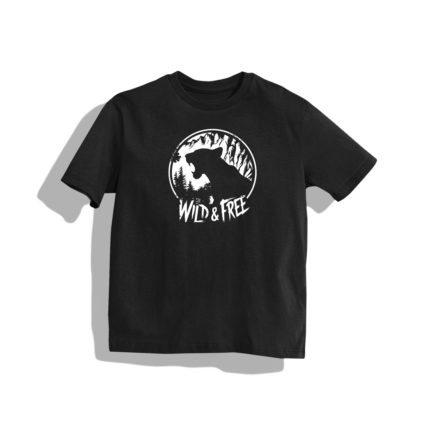 Wlid & Fire-Shirt - Round Neck Drop Shoulder Graphic Printed Oversized Cotton T-shirt