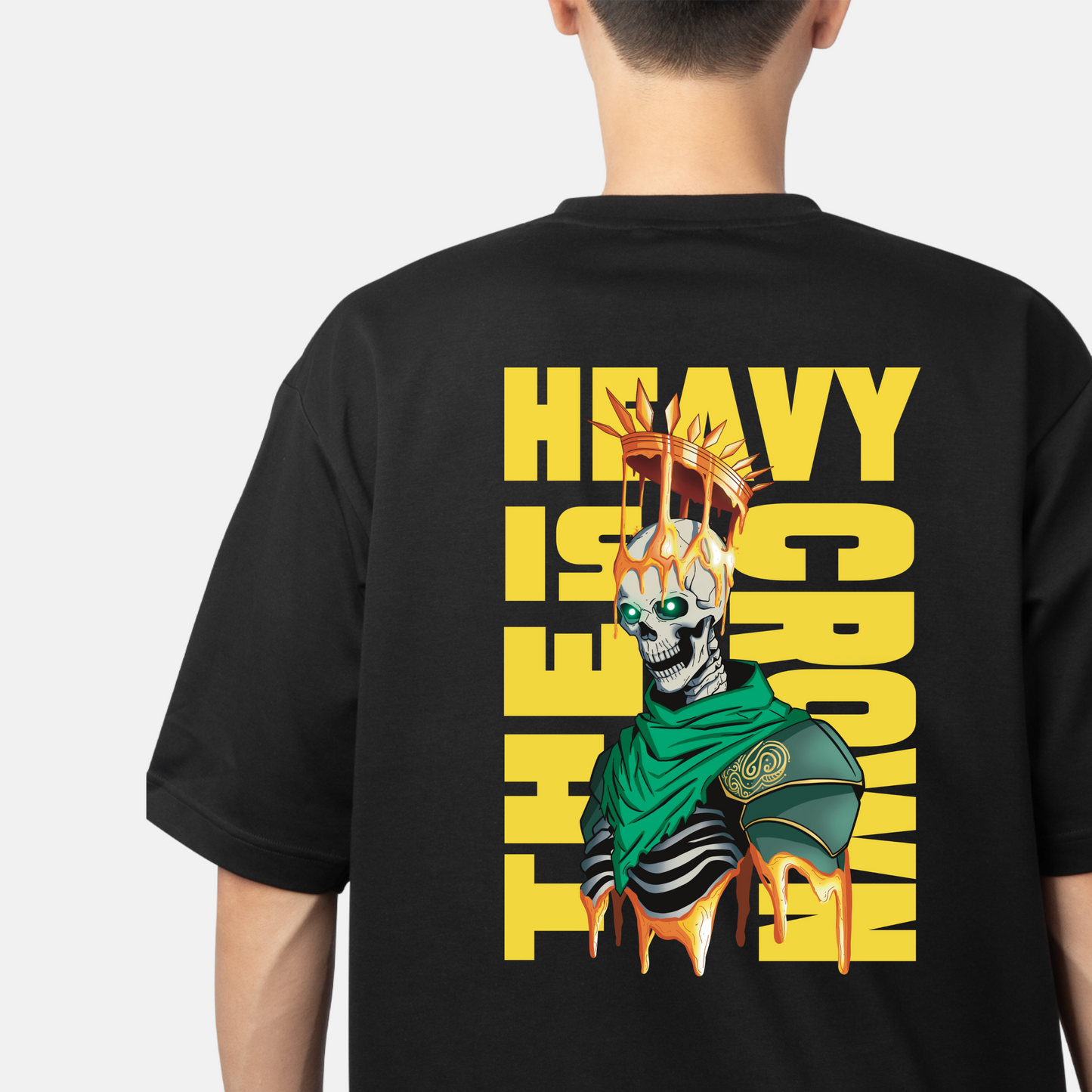 "Heavy is the crown" T-Shirt - ARTIST Round Neck Drop Shoulder Graphic Printed Oversized Cotton T-shirt