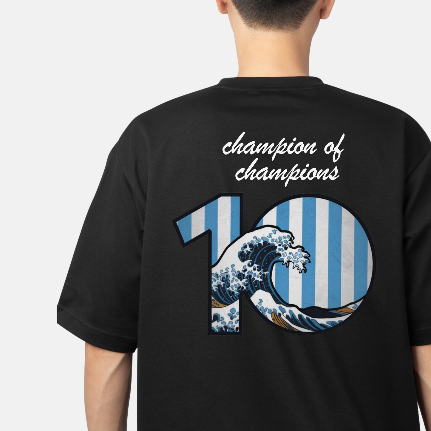 Champian - Round Neck Drop Shoulder Graphic Printed Oversized Cotton T-shirt