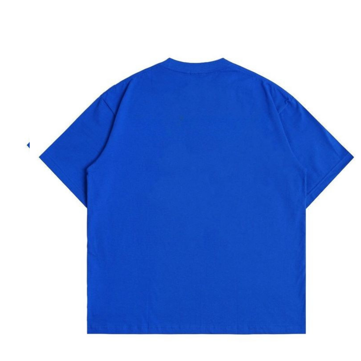 Blue plain T-Shirt - Round Neck Drop Shoulder Graphic Printed Oversized Cotton T-shirt