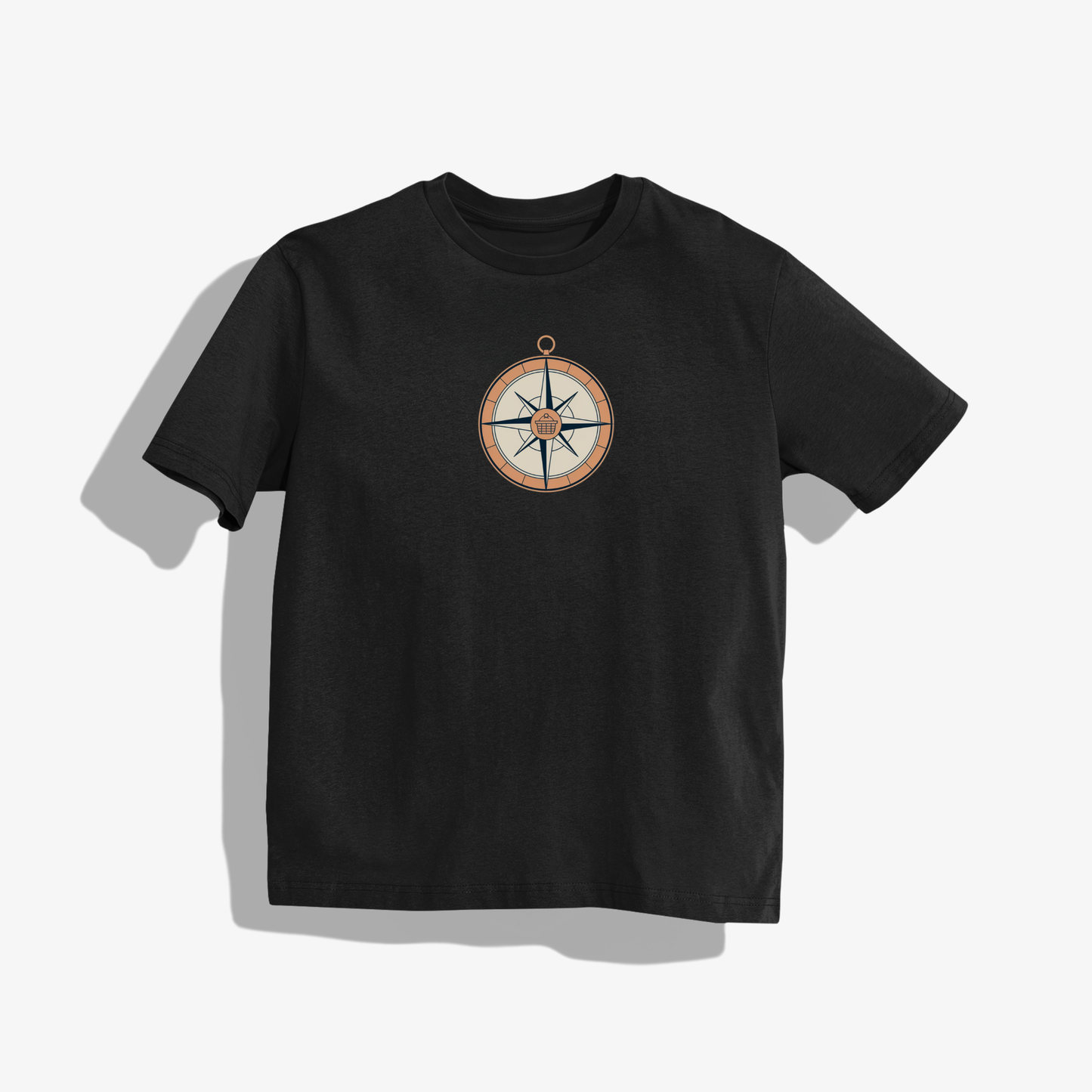 Compass T-Shirt - Round Neck Drop Shoulder Graphic Printed Oversized Cotton T-shirt