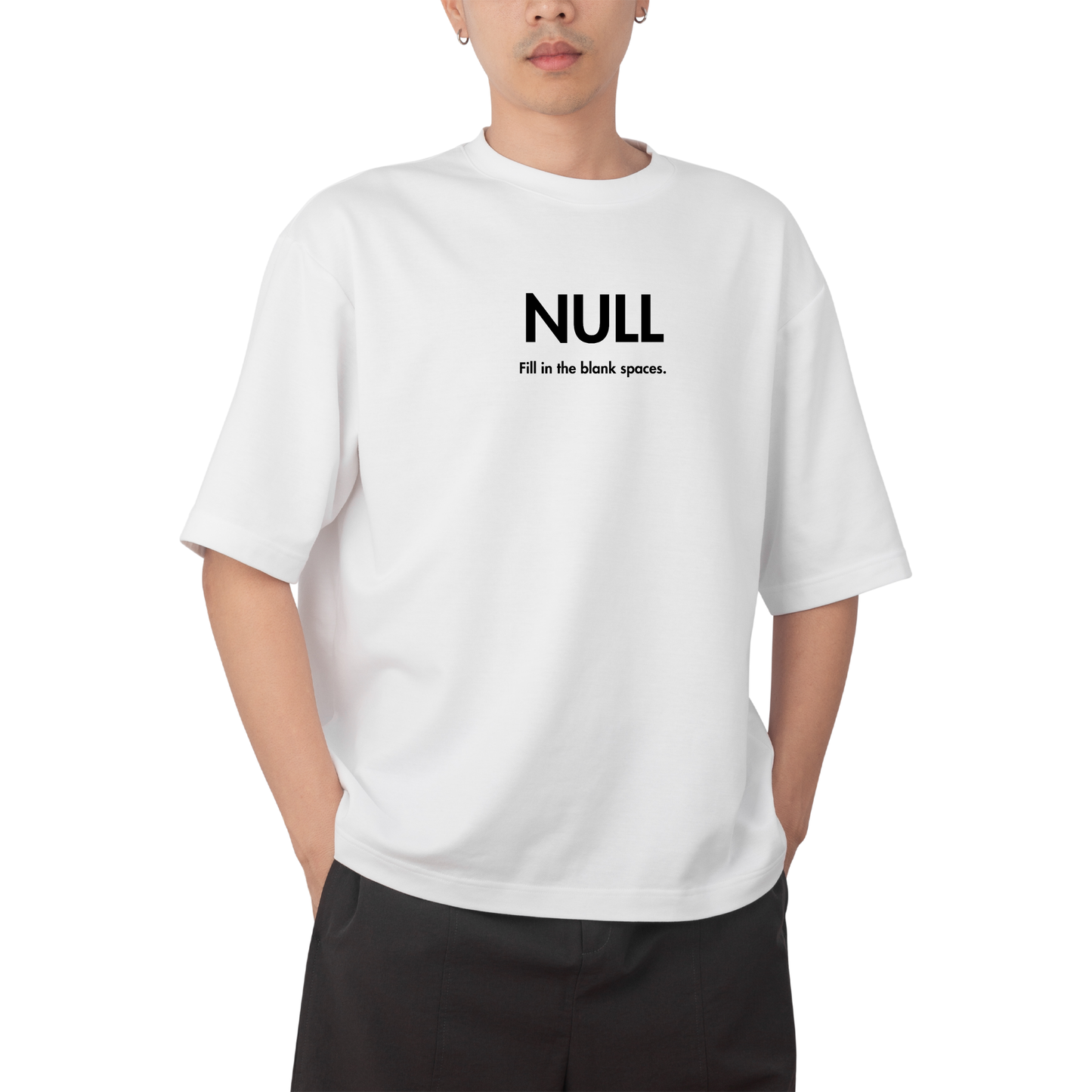 NULL T-Shirt - Round Neck Drop Shoulder Graphic Printed Oversized Cotton T-shirt