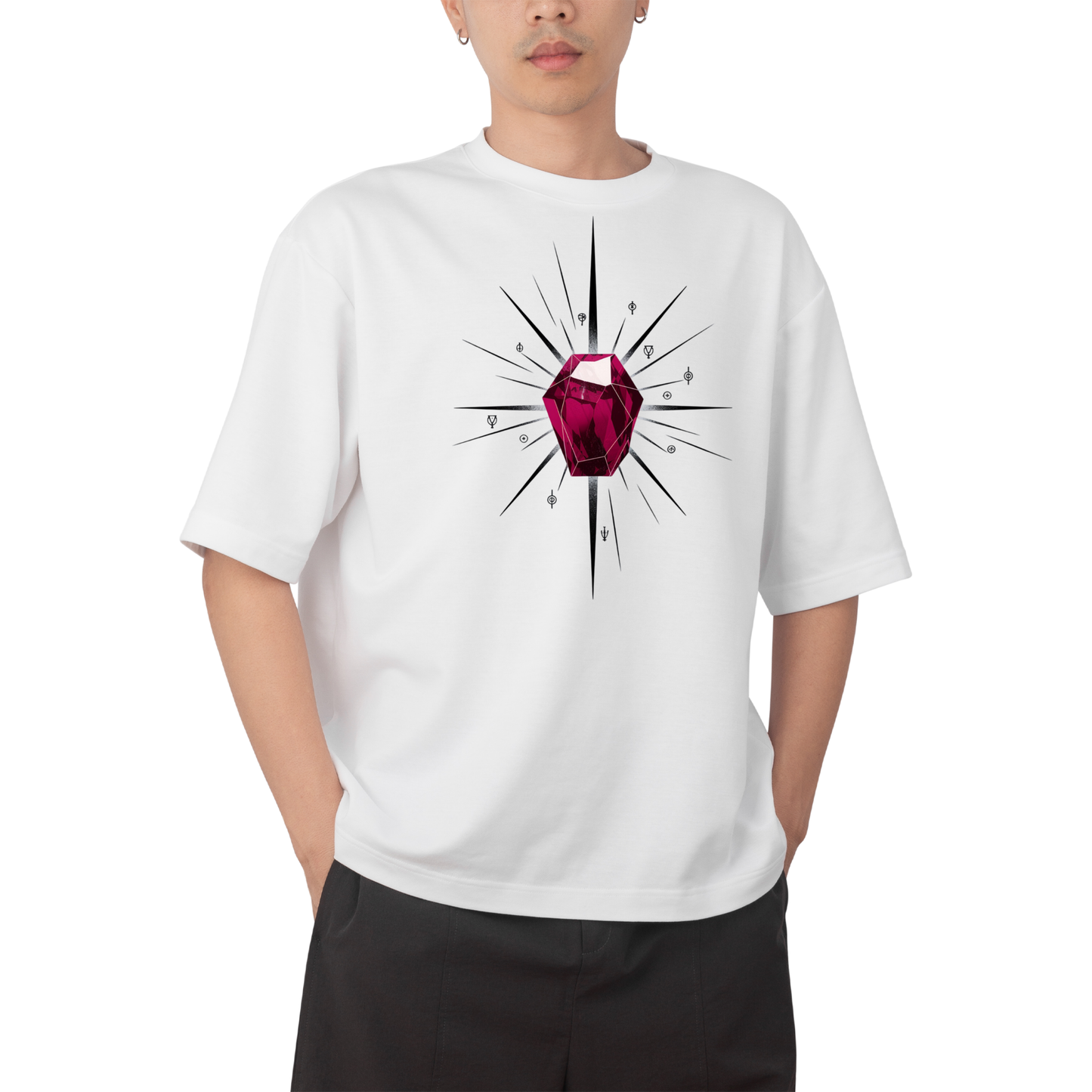 GEMM T-shirt- Round Neck Drop Shoulder Graphic Printed Oversized Cotton T-shirt