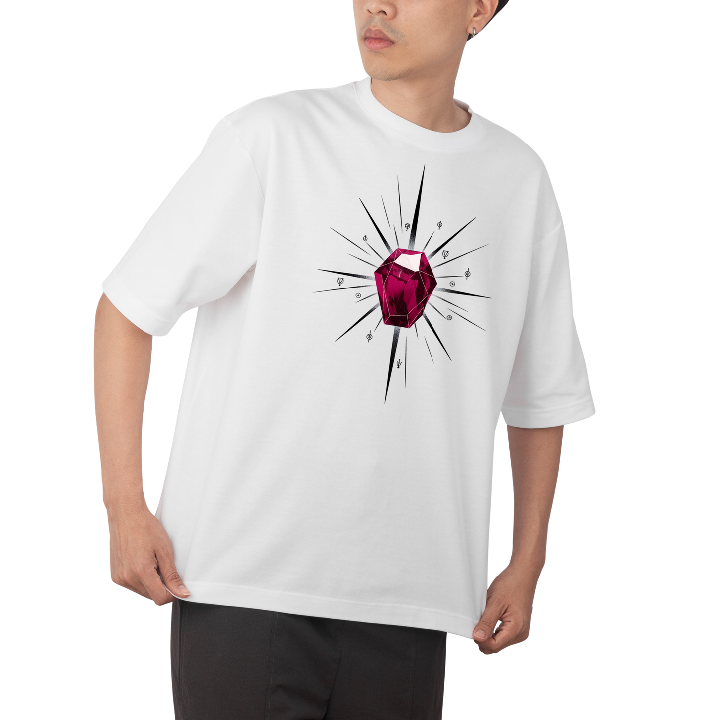 GEMM T-shirt- Round Neck Drop Shoulder Graphic Printed Oversized Cotton T-shirt