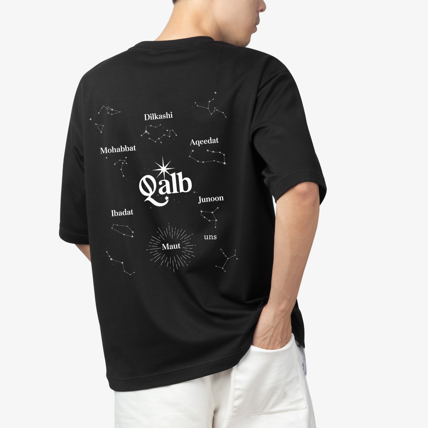 qalb movie malayalam inspired - Round Neck Drop Shoulder Graphic Printed Oversized Cotton T-shirt