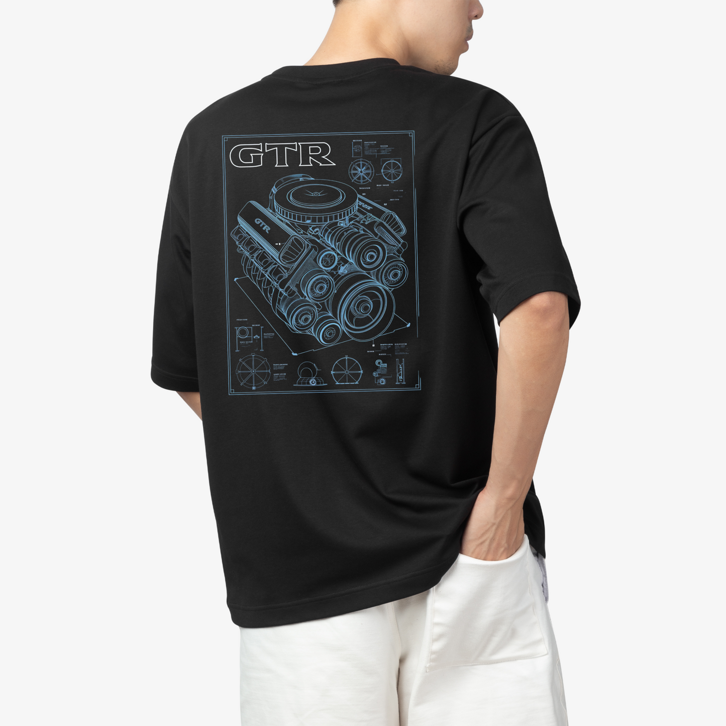 GTR 6 T-Shirt - Round Neck Drop Shoulder Graphic Printed Oversized Cotton T-shirt