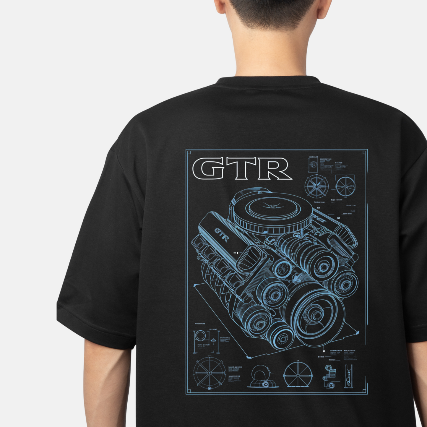 GTR 6 T-Shirt - Round Neck Drop Shoulder Graphic Printed Oversized Cotton T-shirt