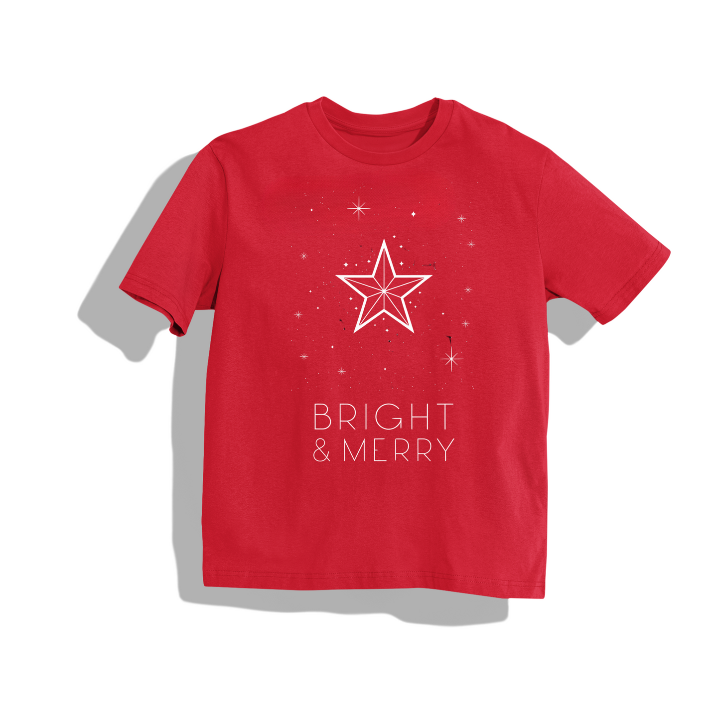 Bright & Merry T-Shirt - Round Neck Drop Shoulder Graphic Printed Oversized tCotton T-shirt