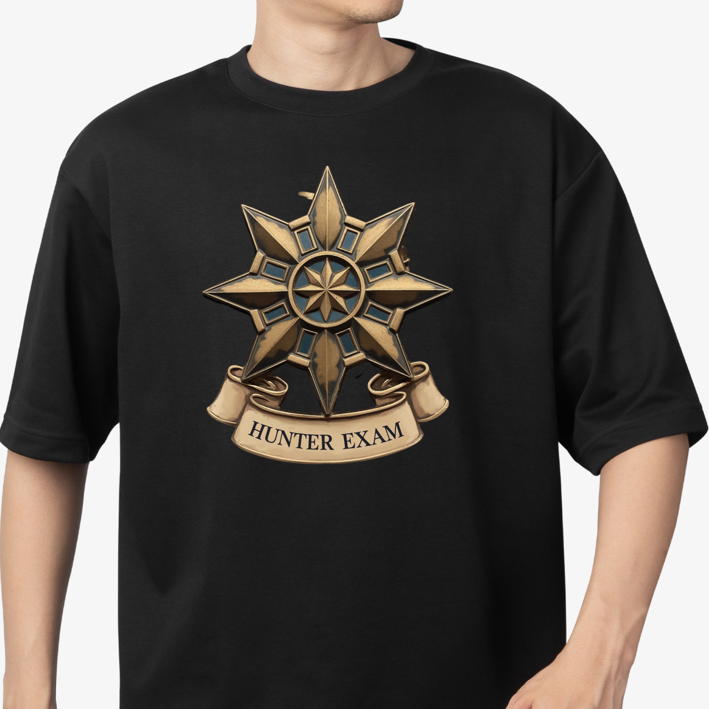 hunter exam T-Shirt - Round Neck Drop Shoulder Graphic Printed Oversized Cotton T-shirt
