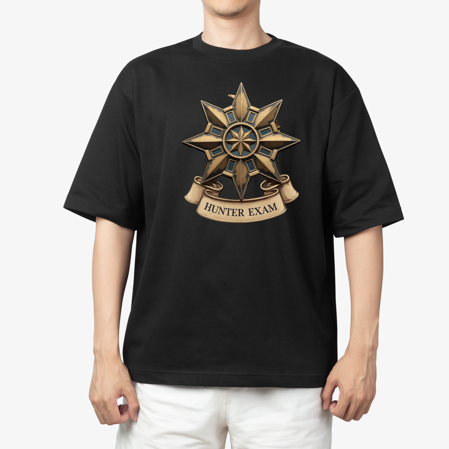 hunter exam T-Shirt - Round Neck Drop Shoulder Graphic Printed Oversized Cotton T-shirt