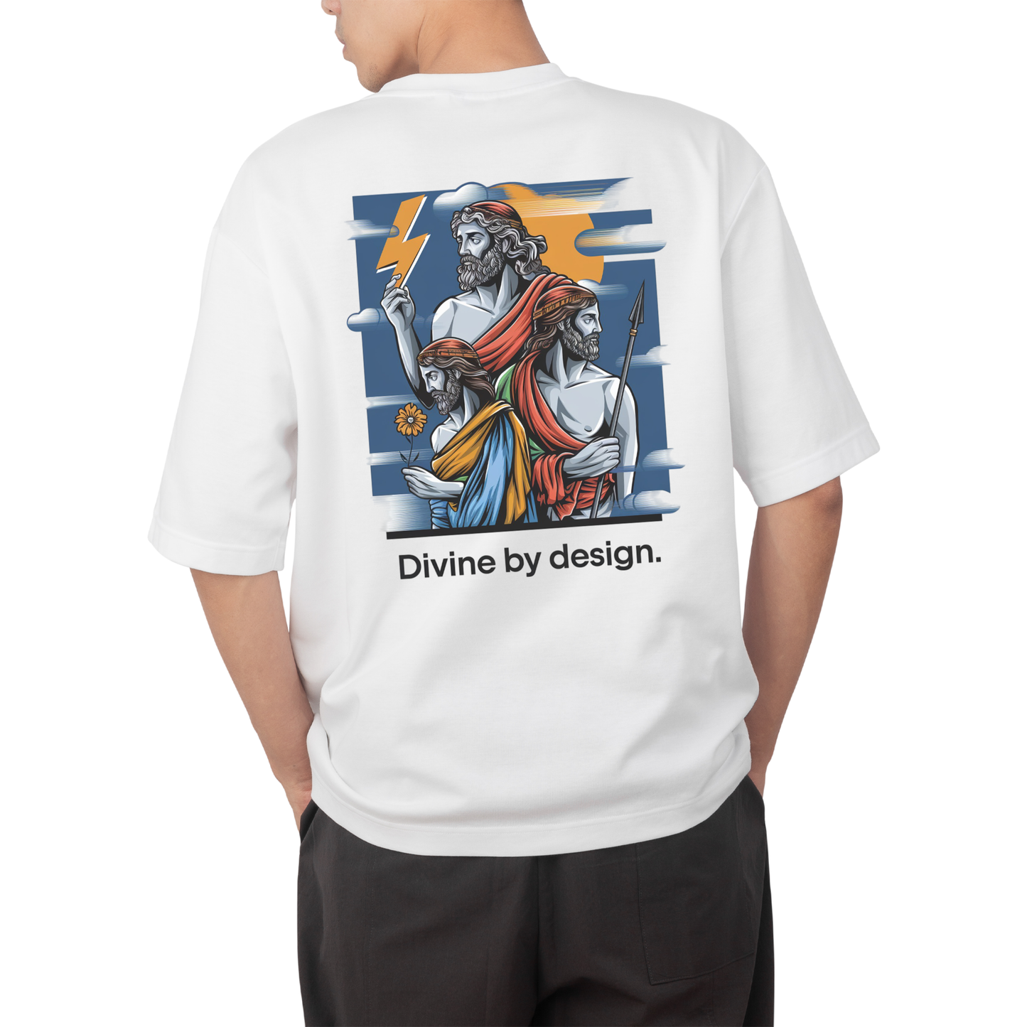Divine by design T-shirt- Round Neck Drop Shoulder Graphic Printed Oversized Cotton T-shirt