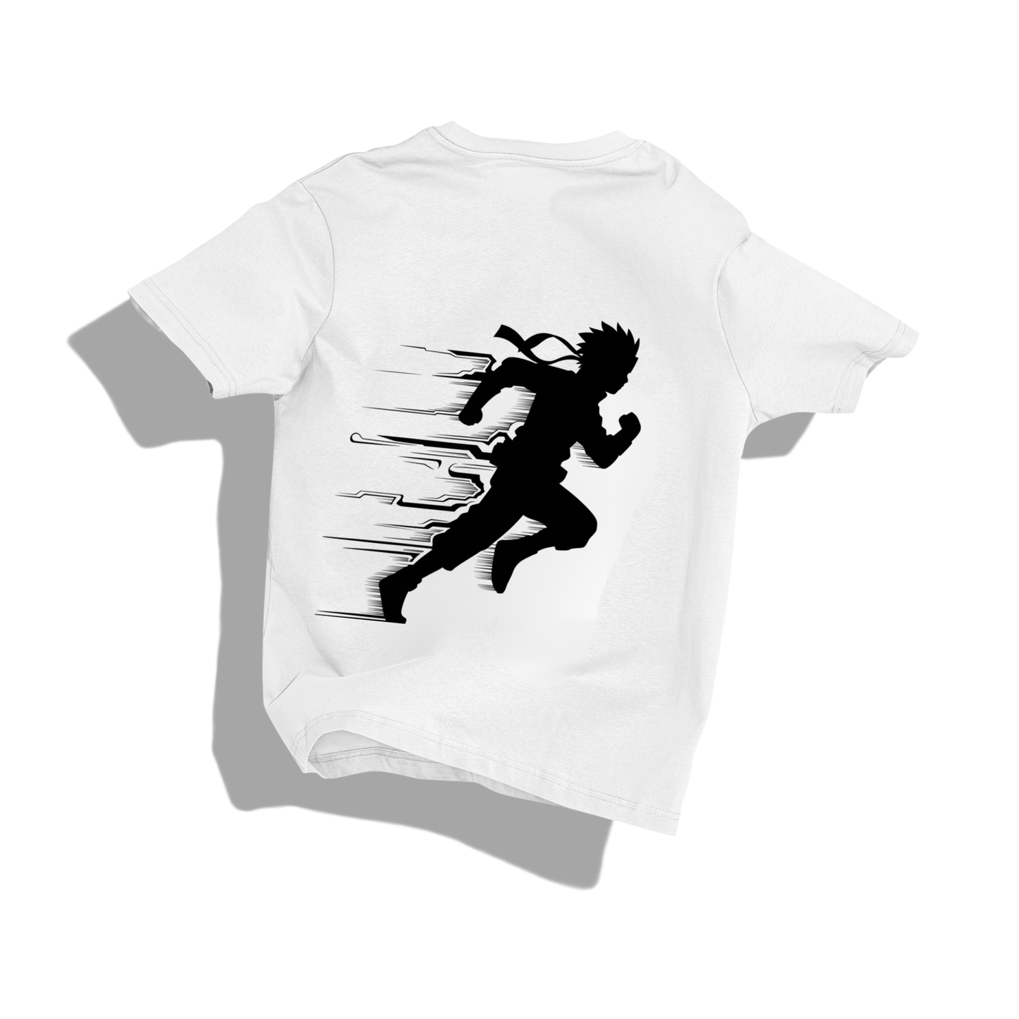 Naruto run- Round Neck Drop Shoulder Graphic Printed Oversized Cotton T-shirt