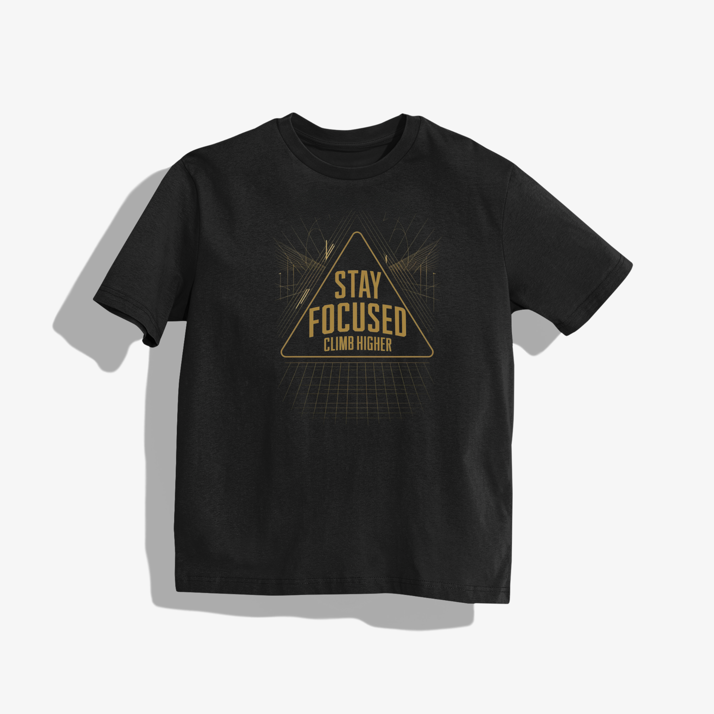 Stay focused T-Shirt - Round Neck Drop Shoulder Graphic Printed Oversized Cotton T-shirt