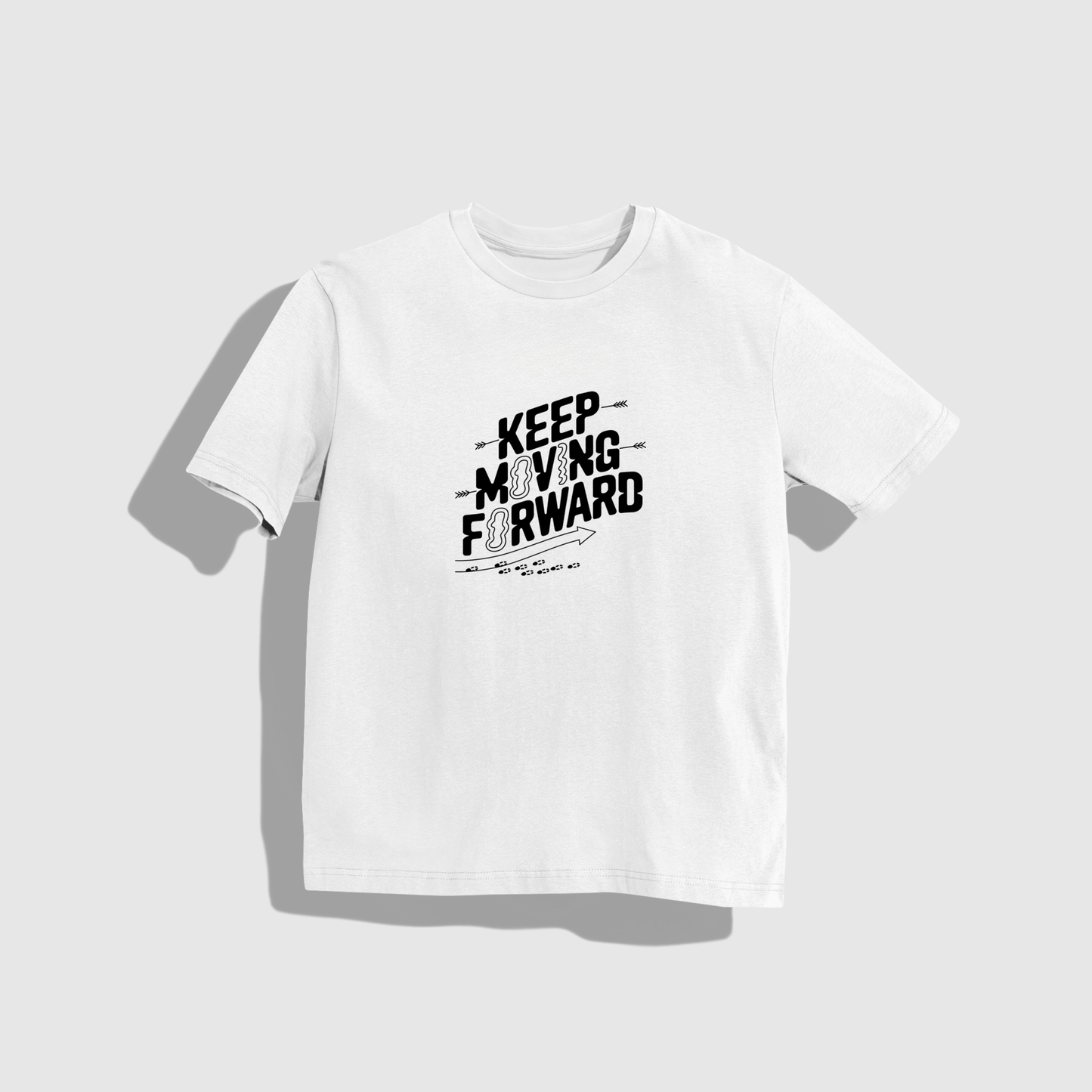 keep moving T-shirt- Round Neck Drop Shoulder Graphic Printed Oversized Cotton T-shirt